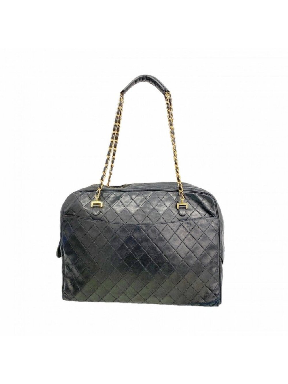Chanel Shoulder Bag Quilted Lambskin Black Gold
